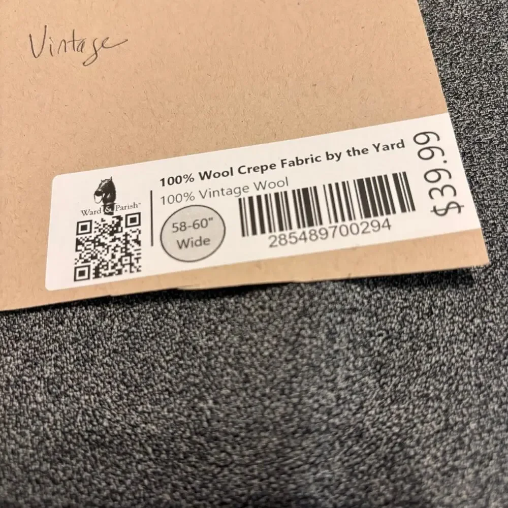 100% Wool Crepe Fabric Gray 60